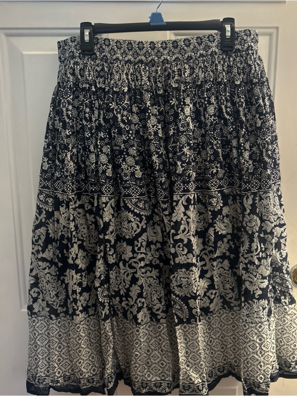 Boho Festival Hippy Made in India 100% Cotton Lined Skirt size Lg Petite